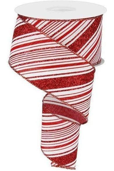 Shop For 2.5" Diagonal Stripes Ribbon: Red (10 Yards) at Michelle's aDOORable Creations