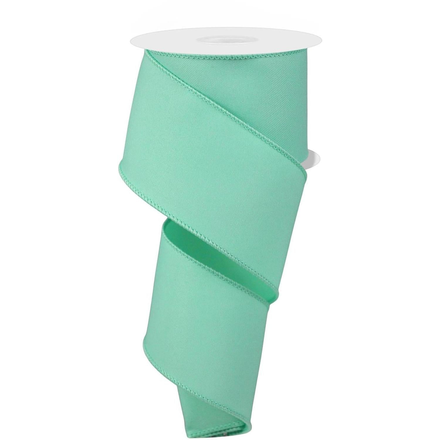 2.5" Diagonal Weave Fabric Ribbon: Mint Green (10 Yards)
