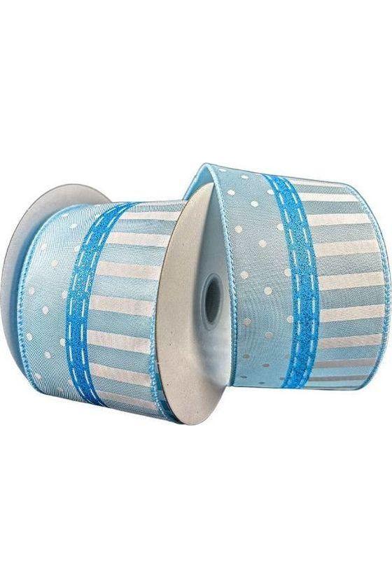 Shop For 2.5" Dots and Stripes Whimsy Ribbon: Blue & White (10 Yards) at Michelle's aDOORable Creations