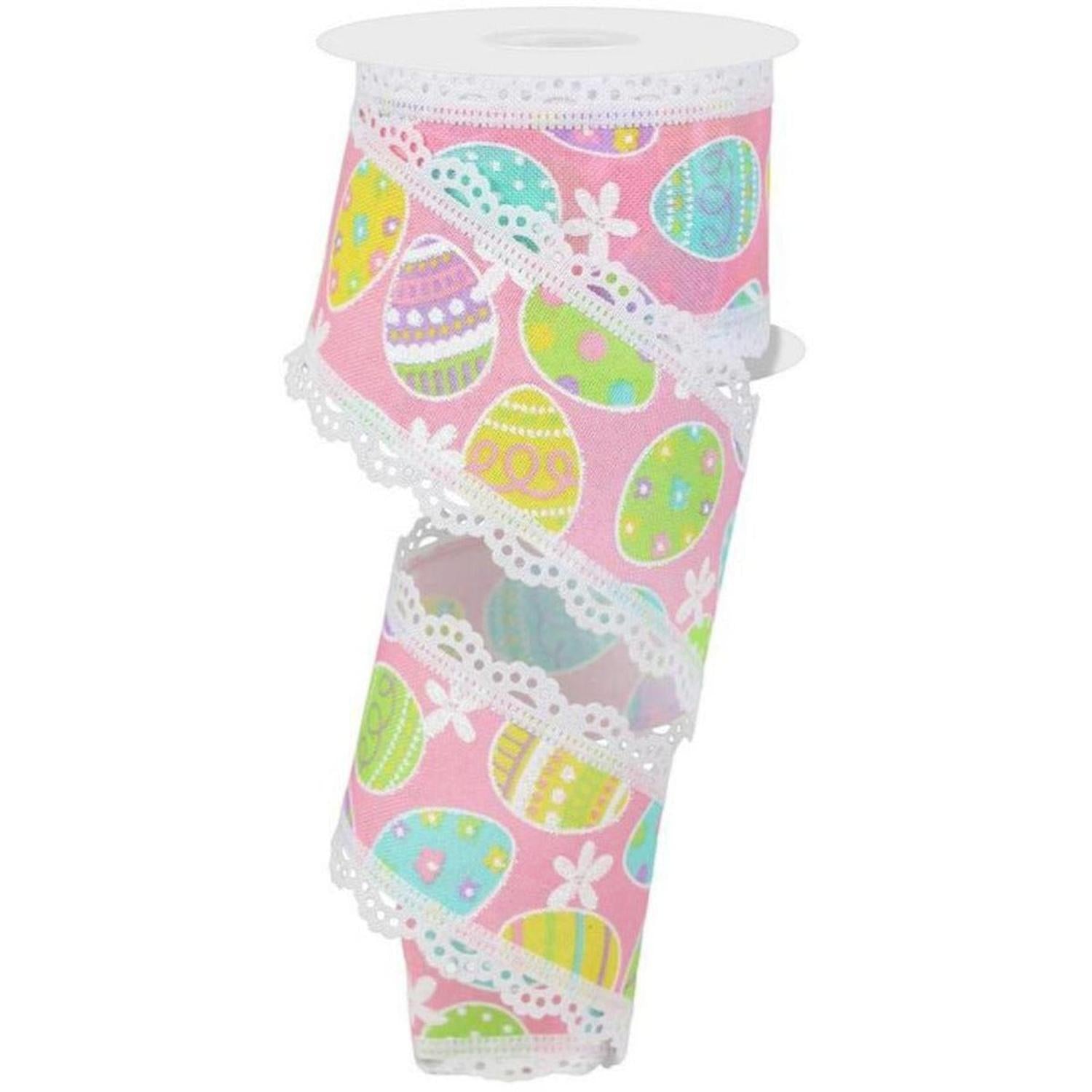 2.5" Easter Egg Lace Ribbon: Light Pink (10 Yards)