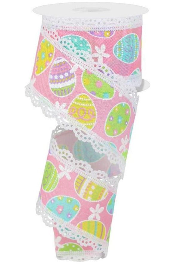 Shop For 2.5" Easter Egg Lace Ribbon: Light Pink (10 Yards) at Michelle's aDOORable Creations