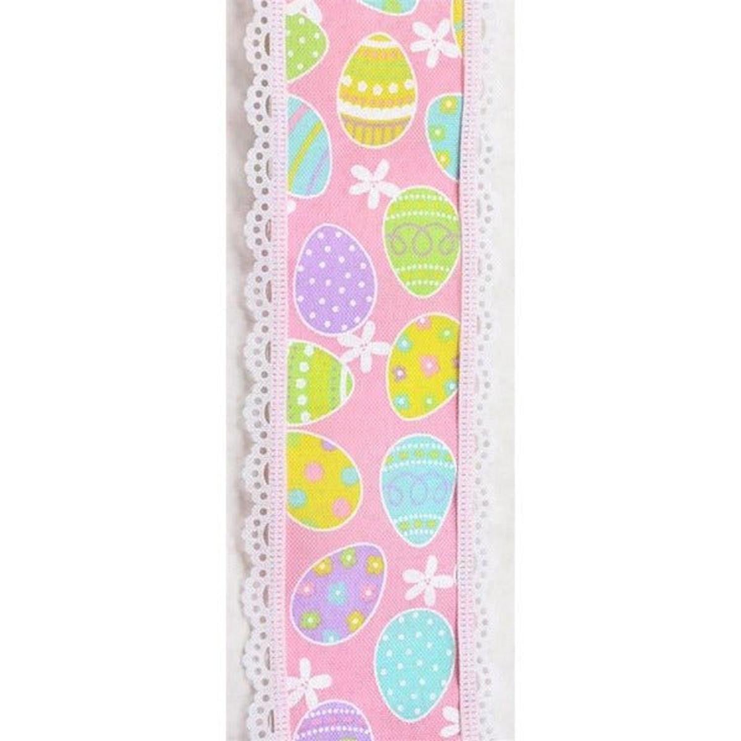 2.5" Easter Egg Lace Ribbon: Light Pink (10 Yards)