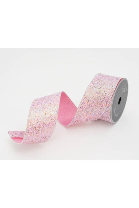 2.5" Fairy Dust Ribbon: Pink (10 Yards) - Michelle's aDOORable Creations - Wired Edge Ribbon
