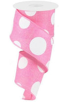 Shop For 2.5" Faux Burlap Giant Polka Dot Ribbon: Light Pink & White (10 Yards) RG0120022
