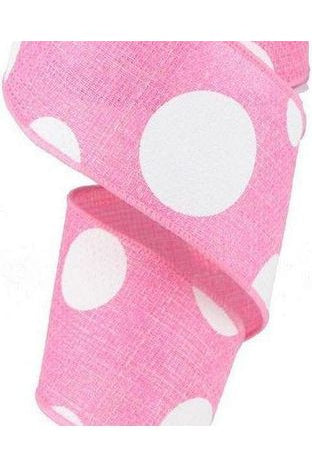 Shop For 2.5" Faux Burlap Giant Polka Dot Ribbon: Light Pink & White (10 Yards) RG0120022
