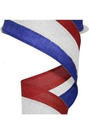 Shop For 2.5" Faux Burlap Striped Ribbon: Red, White, Blue (10 Yards) at Michelle's aDOORable Creations