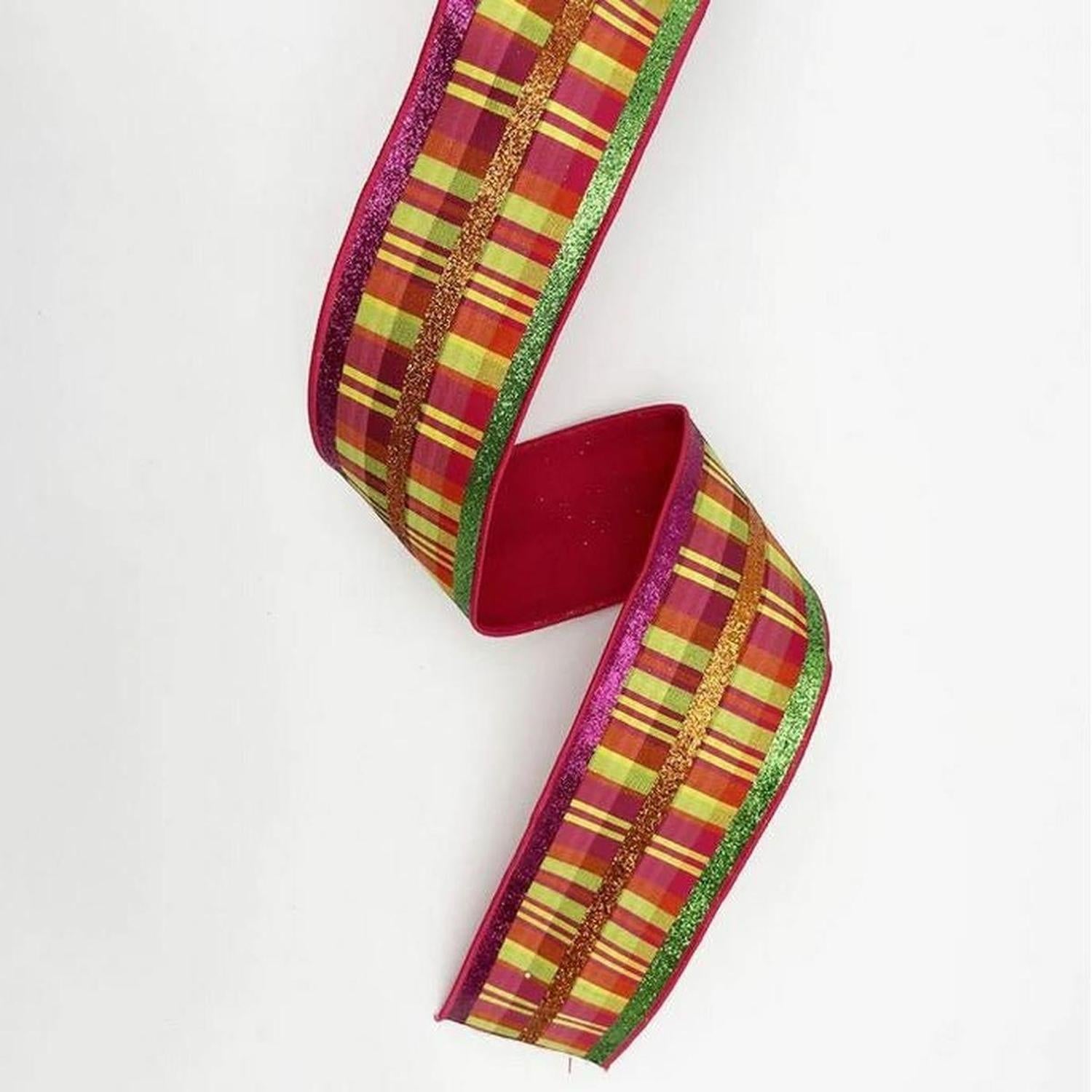 2.5" Faux Dupion Glitter Ribbon: Yellow (5 Yards)