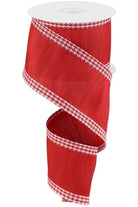 2.5" Faux Dupioni Gingham Edge Ribbon: Red (10 Yards) - Michelle's aDOORable Creations - Wired Edge Ribbon