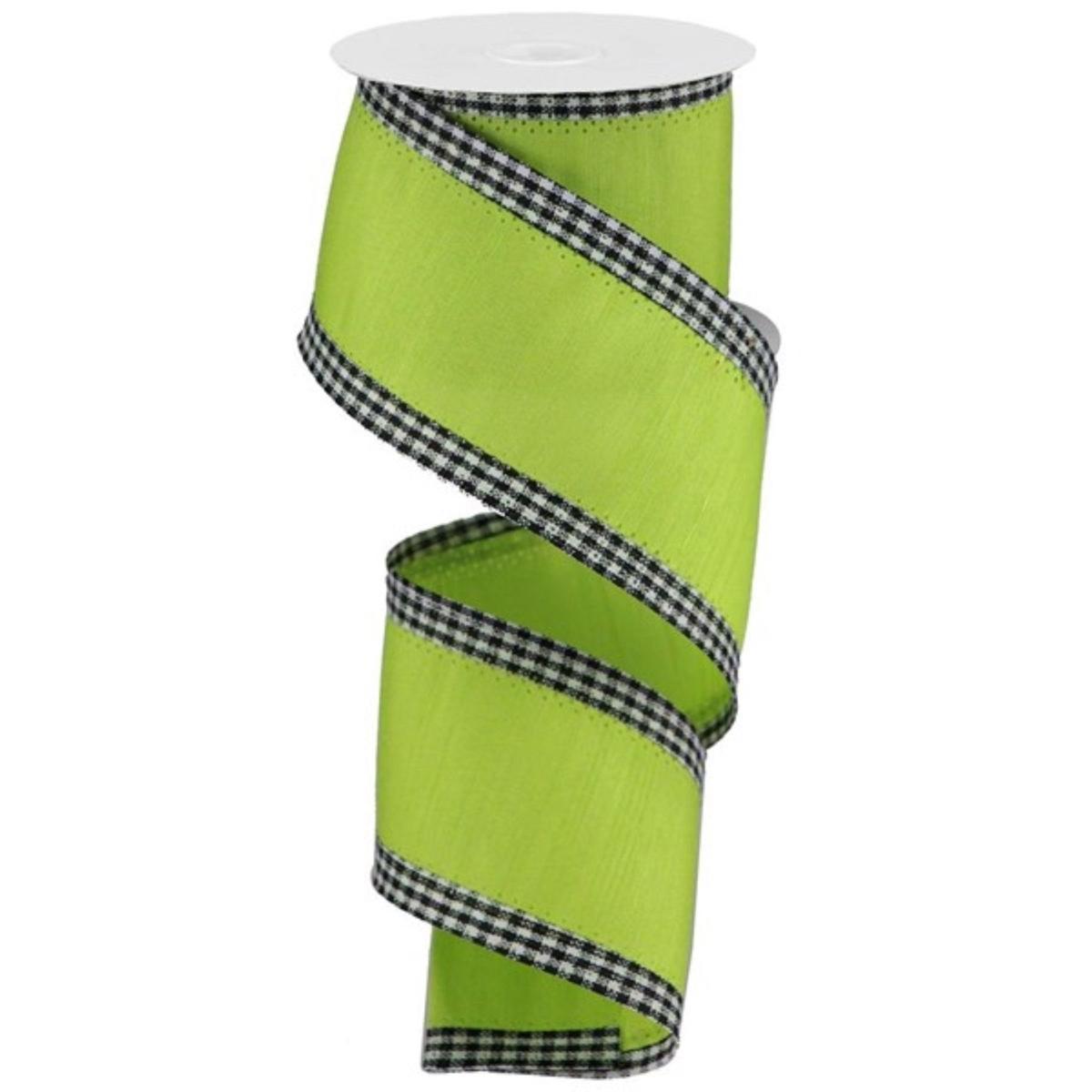 Shop For 2.5" Faux Dupioni Gingham Edge Ribbon: Spring Green (10 Yards) at Michelle's aDOORable Creations