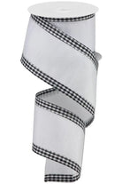 2.5" Faux Dupioni Gingham Edge Ribbon: White (10 Yards) - Michelle's aDOORable Creations - Wired Edge Ribbon