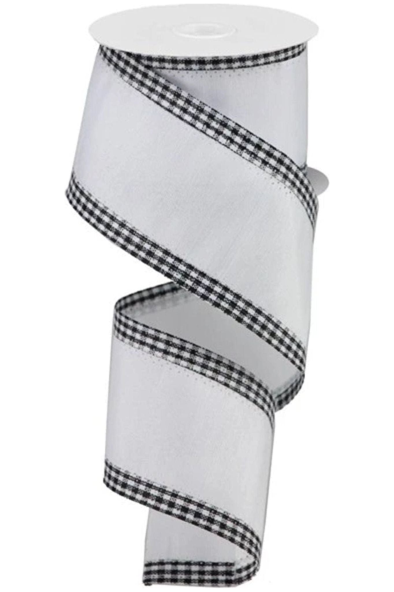 Shop For 2.5" Faux Dupioni Gingham Edge Ribbon: White (10 Yards) at Michelle's aDOORable Creations