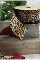 2.5" Faux Fur Leopard Ribbon: Black/Brown (10 Yards) - Michelle's aDOORable Creations - Wired Edge Ribbon