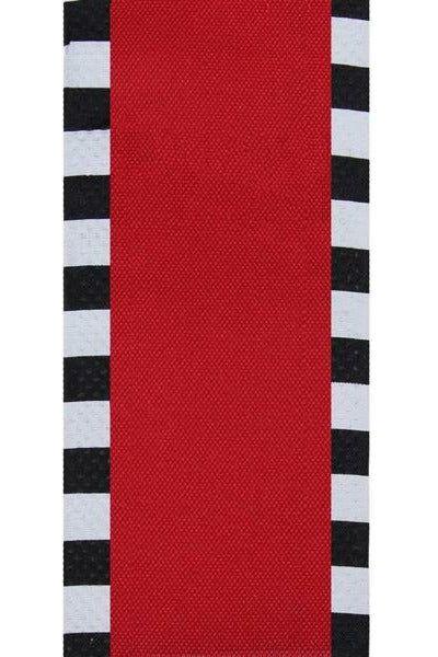 2.5" Faux Royal Burlap/Stripe Edge Ribbon: Red & Black (10 Yards) - Michelle's aDOORable Creations - Wired Edge Ribbon