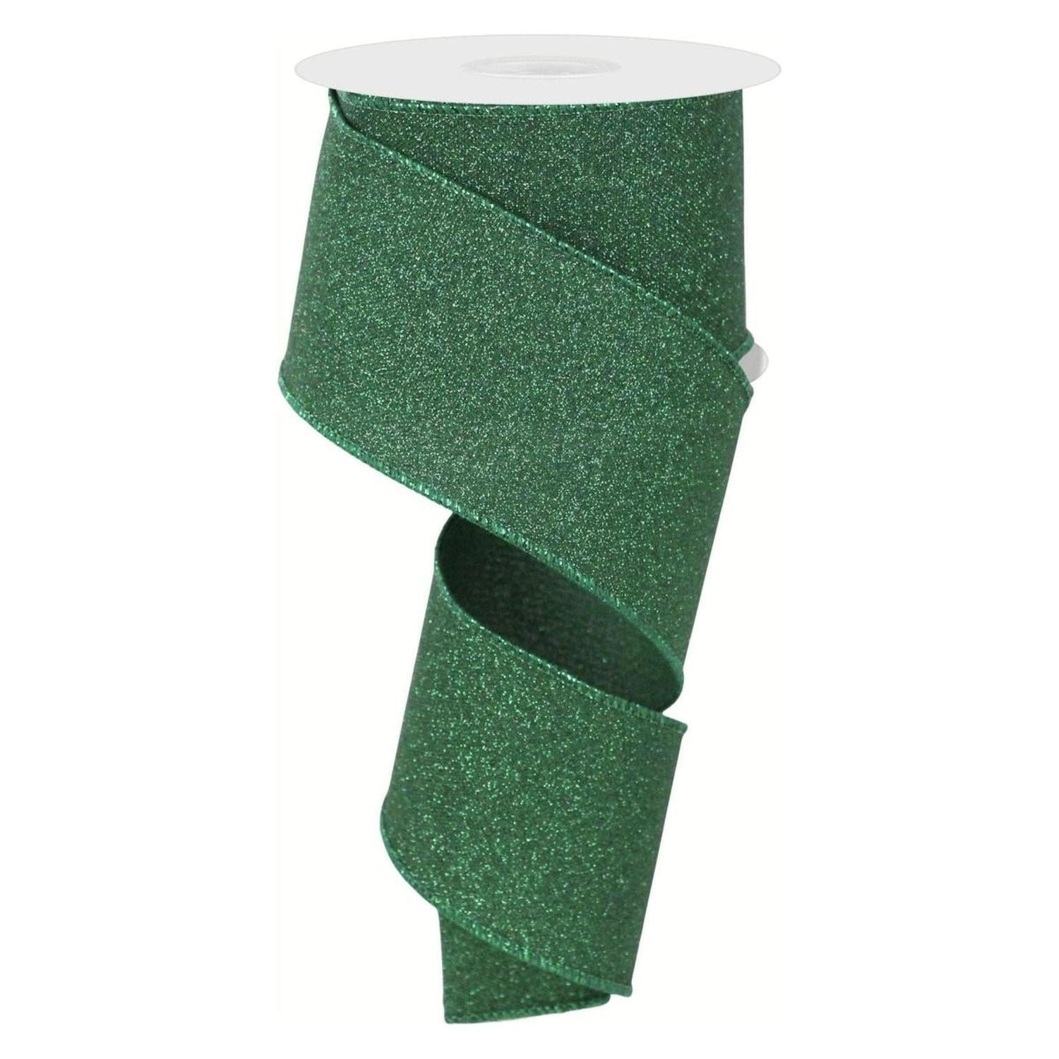 Shop For 2.5" Fine Glitter On Faux Royal: Emerald Green (10 Yards) at Michelle's aDOORable Creations