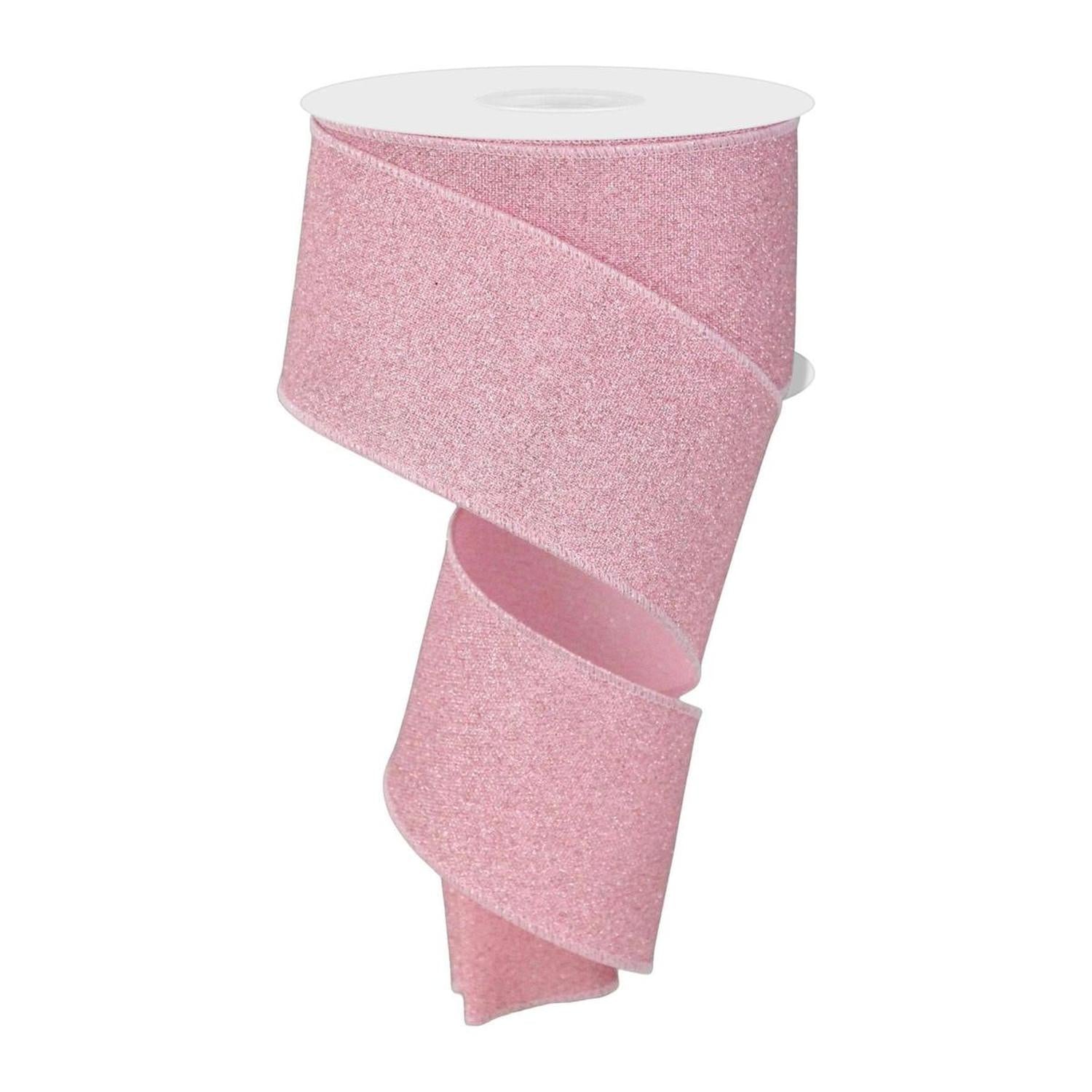 2.5" Fine Glitter On Faux Royal: Light Pink (10 Yards)