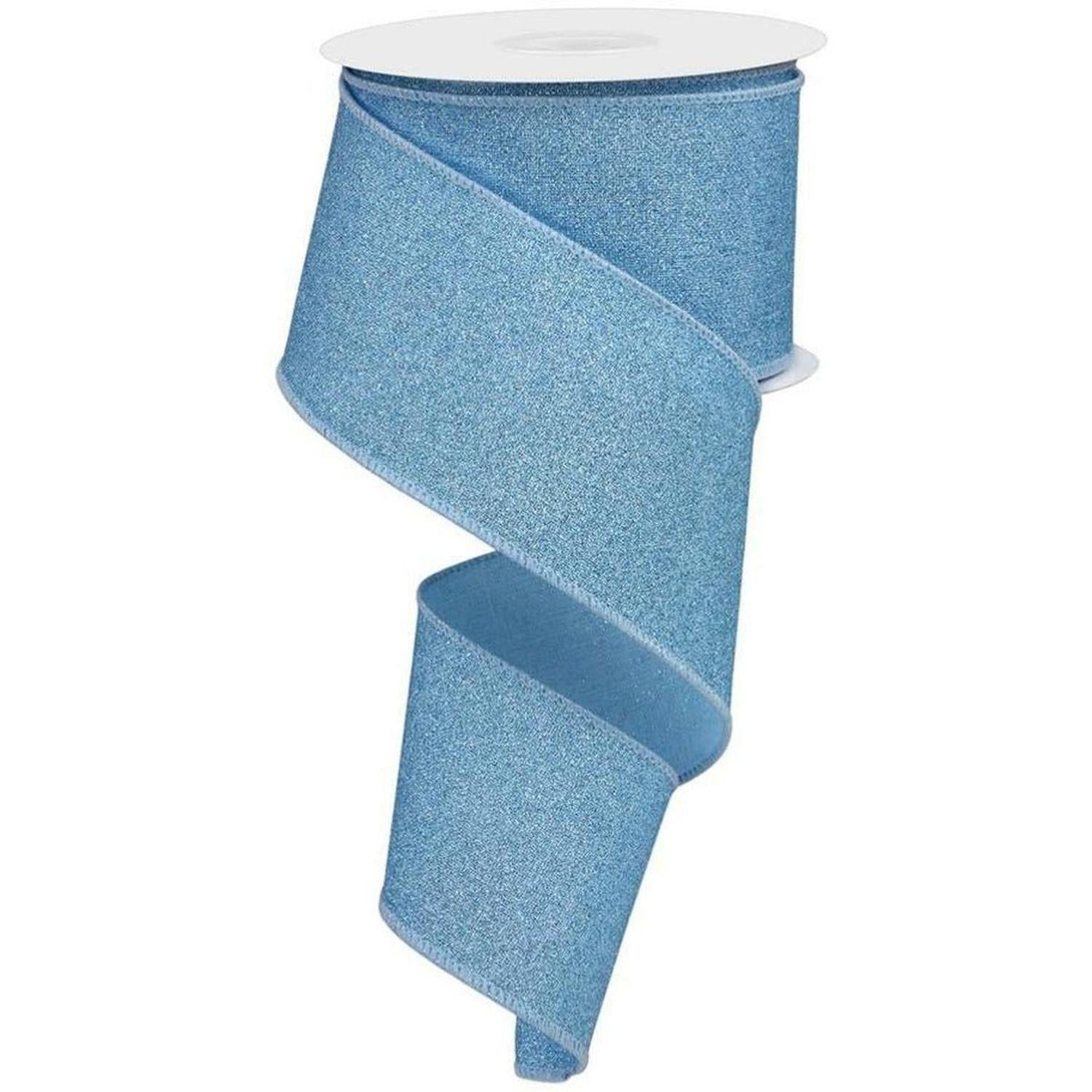 2.5" Fine Glitter On Royal Ribbon: Pale Blue (10 Yards)