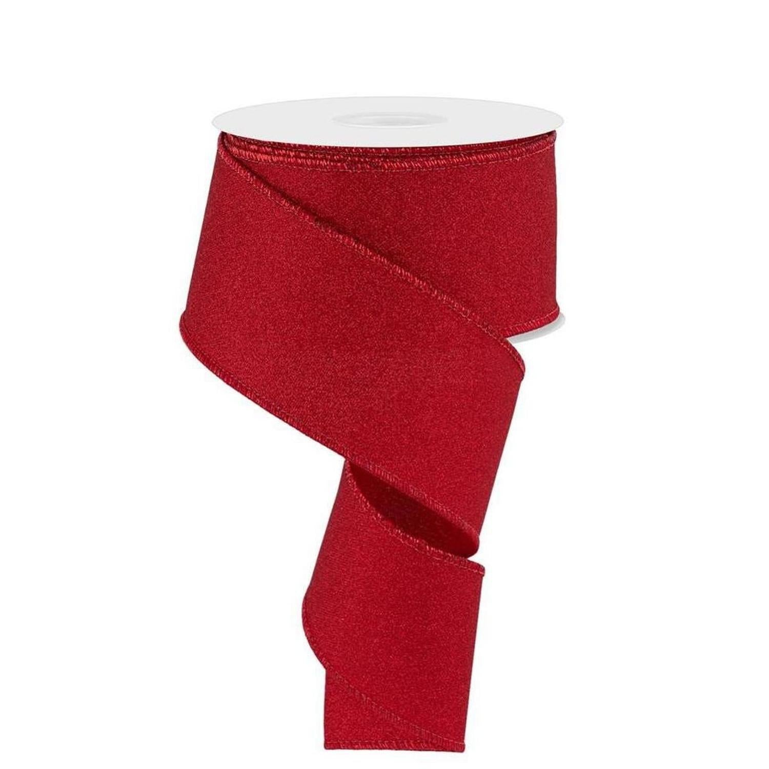 Shop For 2.5" Fine Glitter On Royal Ribbon: Red (10 Yards) at Michelle's aDOORable Creations