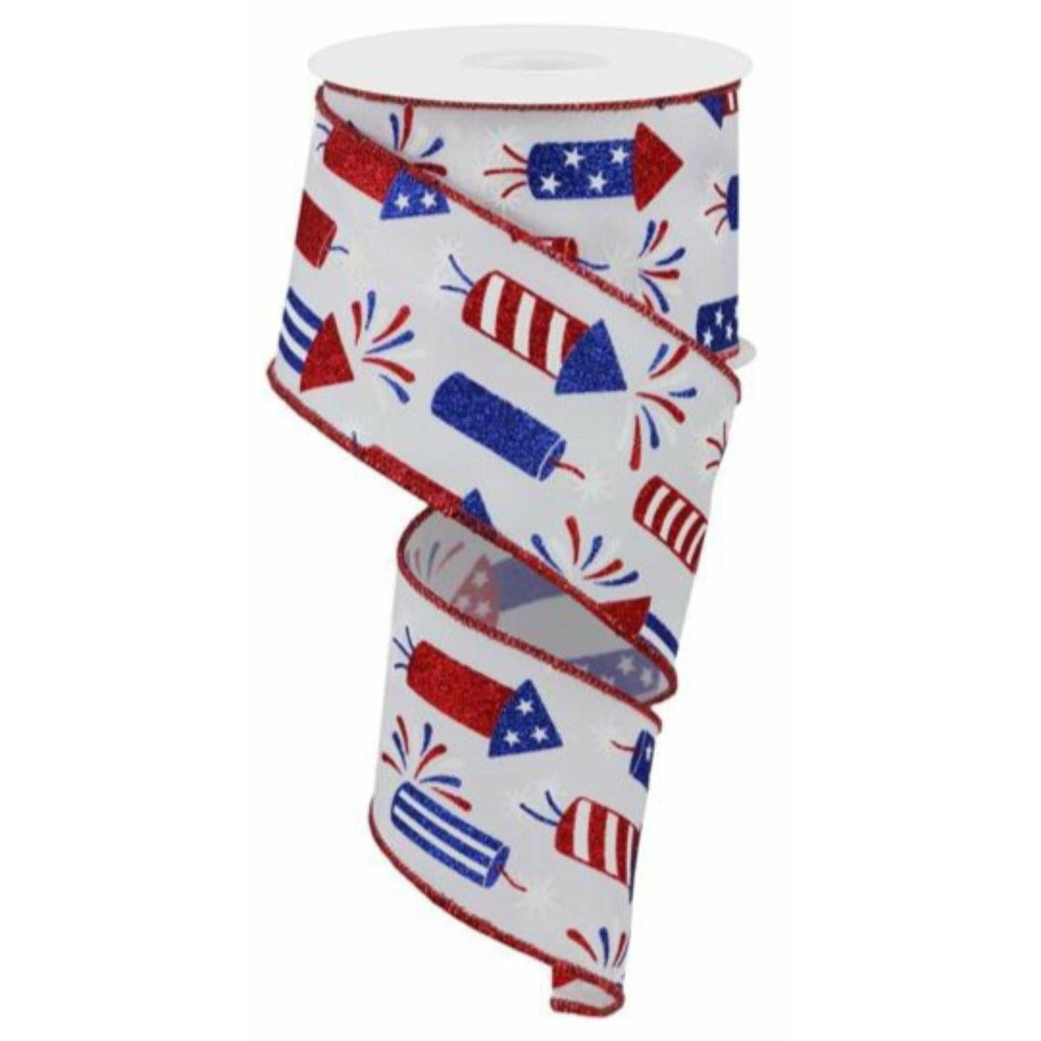 2.5" Firecrackers Ribbon: White (10 Yards)