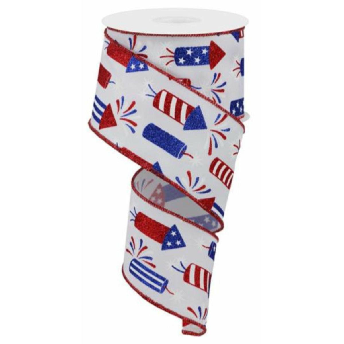 Shop For 2.5" Firecrackers Ribbon: White (10 Yards) at Michelle's aDOORable Creations