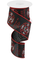 2.5" Firefighter Badge Ribbon: Black (10 Yards) - Michelle's aDOORable Creations - Wired Edge Ribbon