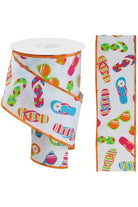 2.5" Flip Flop and Sunglasses Ribbon: White (10 Yard) - Michelle's aDOORable Creations - Wired Edge Ribbon