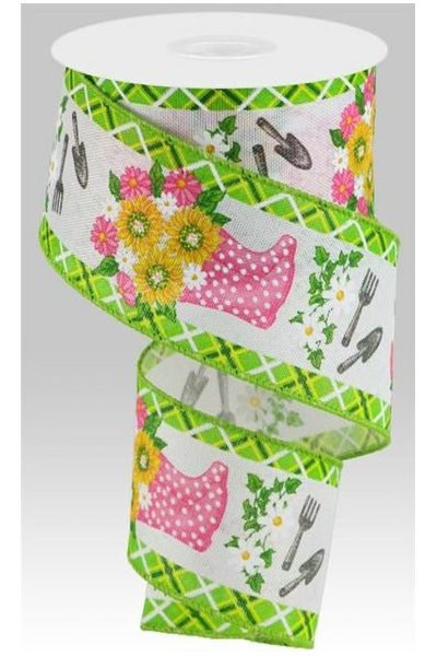 Shop For 2.5" Flower Water Can Boots Ribbon: Pink (10 Yards) RW807022