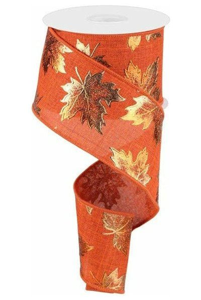 Shop For 2.5" Foil Maple Leaf Royal Ribbon: Rust (10 Yards) RGC183474