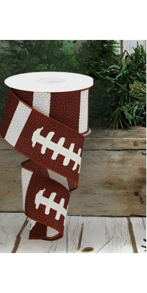 2.5" Football Laces Ribbon (10 Yard) - Michelle's aDOORable Creations - Wired Edge Ribbon