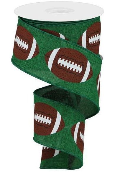 2.5" Football Ribbon: Emerald Green (10 Yards) - Michelle's aDOORable Creations - Wired Edge Ribbon
