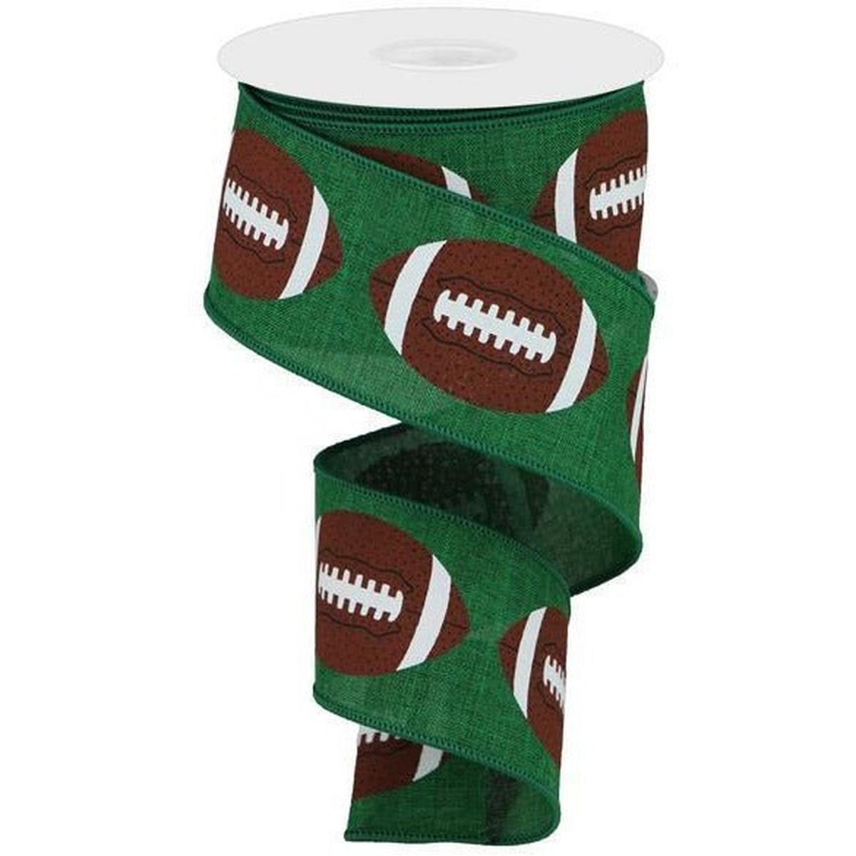 Shop For 2.5" Football Ribbon: Emerald Green (10 Yards) at Michelle's aDOORable Creations