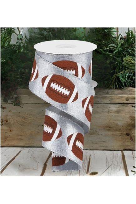 Shop For 2.5" Football Ribbon: Metallic Silver (10 Yards) at Michelle's aDOORable Creations