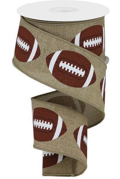 2.5" Football Royal Ribbon: Light Beige (10 Yards) - Michelle's aDOORable Creations - Wired Edge Ribbon