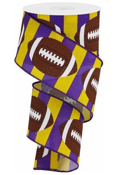 2.5" Football Royal Ribbon: Purple/Yellow (10 Yards) - Michelle's aDOORable Creations - Wired Edge Ribbon