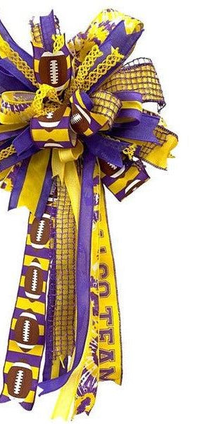 2.5" Football Royal Ribbon: Purple/Yellow (10 Yards) - Michelle's aDOORable Creations - Wired Edge Ribbon