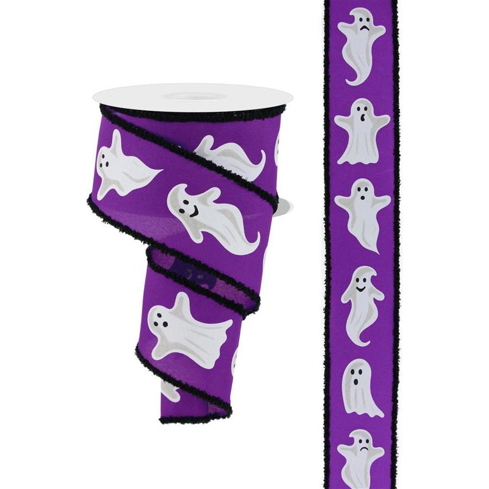 Shop For 2.5" Ghosts Drift Ribbon: Purple (10 Yards) at Michelle's aDOORable Creations