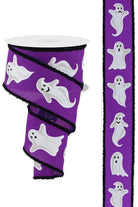 2.5" Ghosts Drift Ribbon: Purple (10 Yards) - Michelle's aDOORable Creations - Wired Edge Ribbon