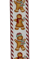 2.5" Gingerbread Boy Girl Ribbon: White (10 Yards) - Michelle's aDOORable Creations - Wired Edge Ribbon