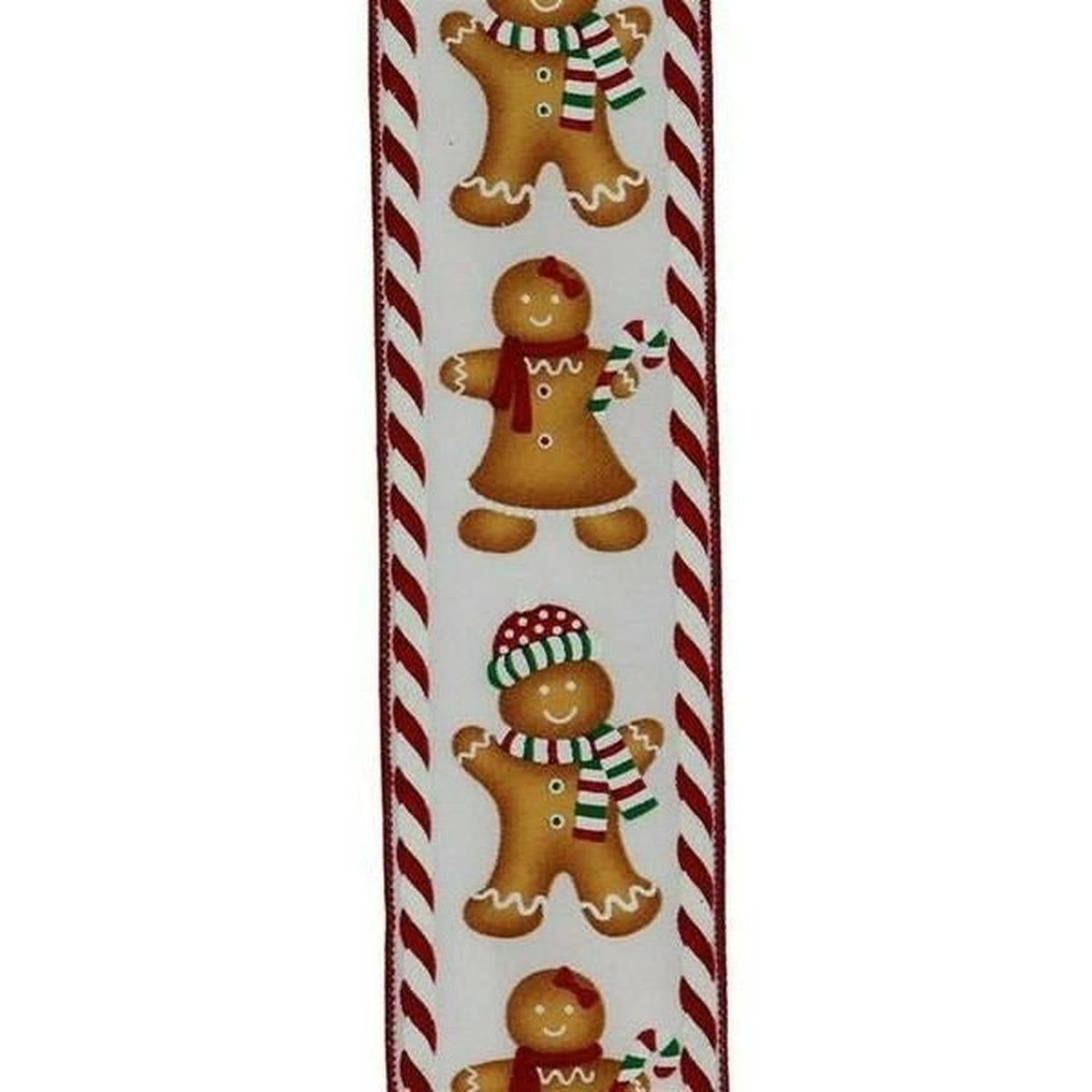2.5" Gingerbread Boy Girl Ribbon: White (10 Yards)
