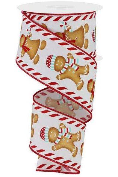 Shop For 2.5" Gingerbread Boy Girl Ribbon: White/Ice Blue (10 Yards) at Michelle's aDOORable Creations