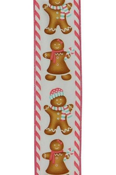 Shop For 2.5" Gingerbread Boy Girl Ribbon: White/Pink (10 Yards) at Michelle's aDOORable Creations