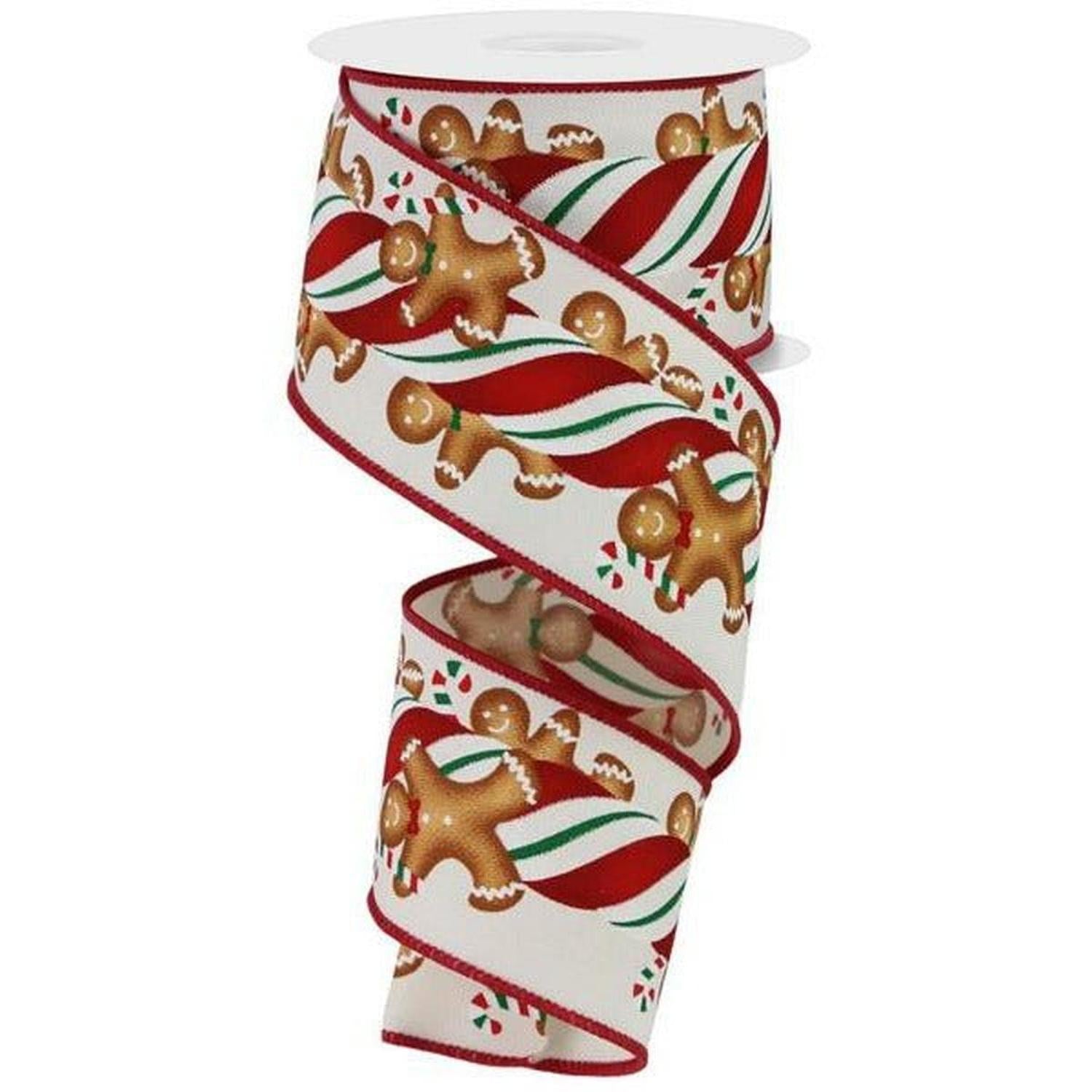 2.5" Gingerbread Kids Candy Ribbon: Ivory (10 Yards)