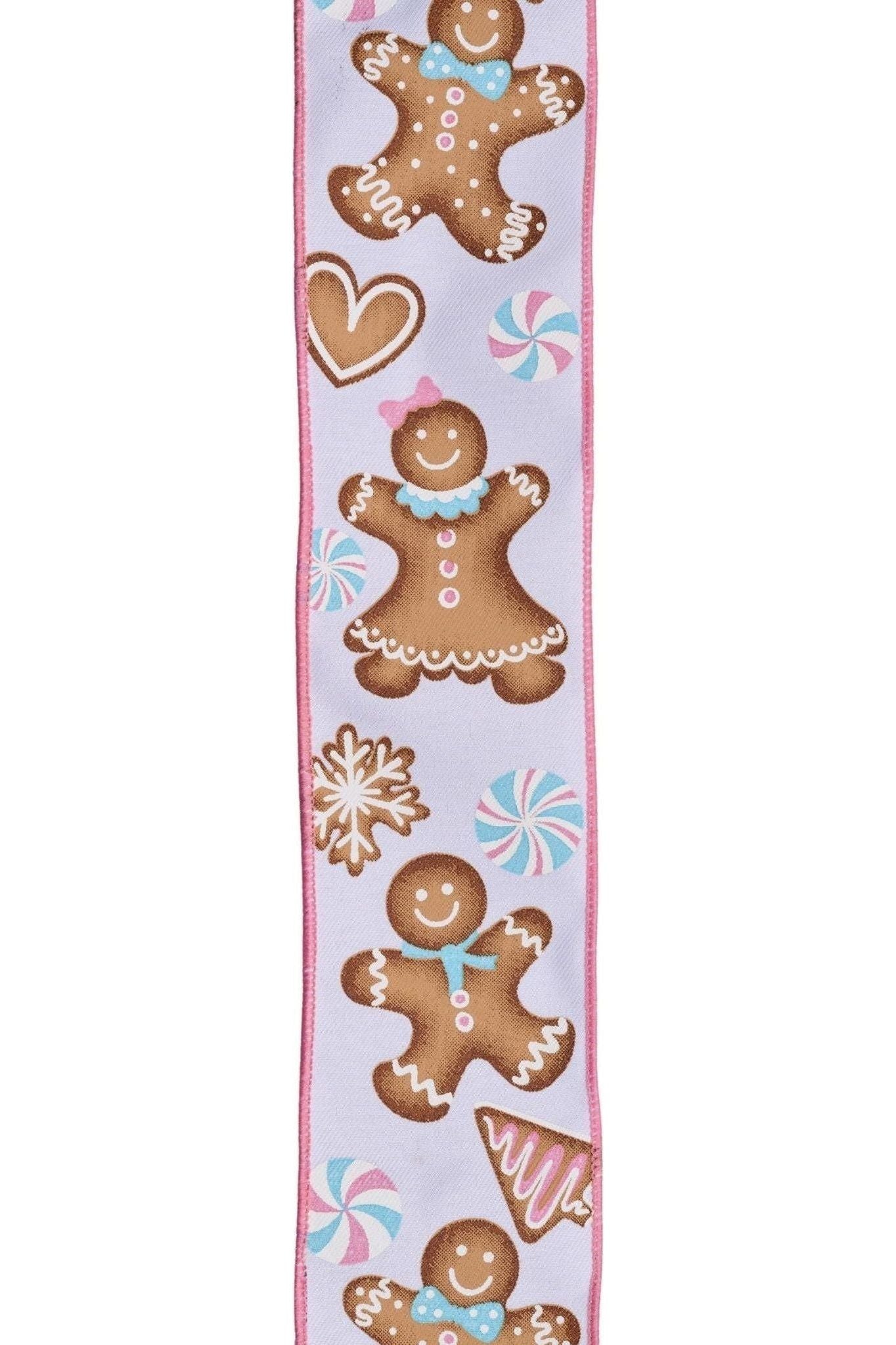 Shop For 2.5" Gingerbread Kids Ribbon: Pink/Blue (10 Yards) at Michelle's aDOORable Creations