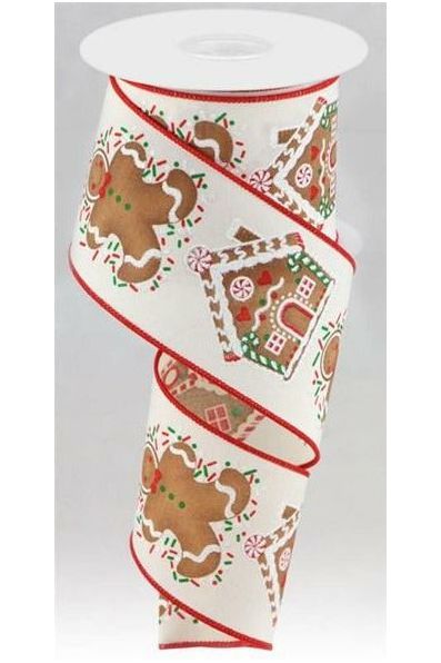2.5" Gingerbread Sprinkles Ribbon: Cream (10 Yards) - Michelle's aDOORable Creations - Wired Edge Ribbon
