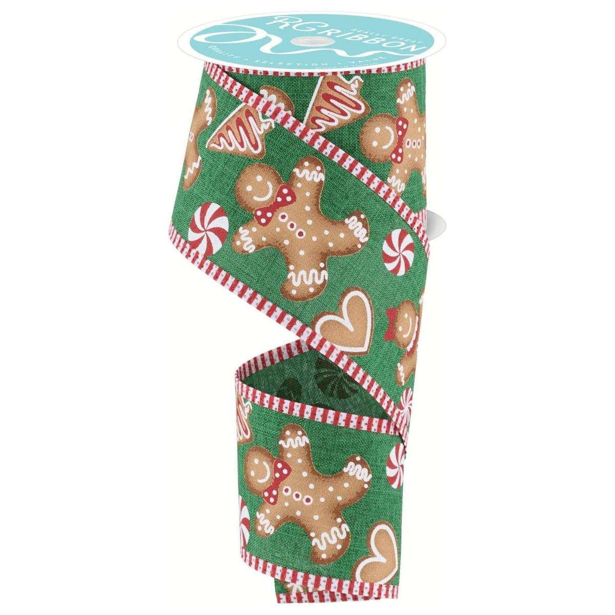 Shop For 2.5" Gingerbread Stripe Ribbon: Emerald Green (10 Yards) at Michelle's aDOORable Creations