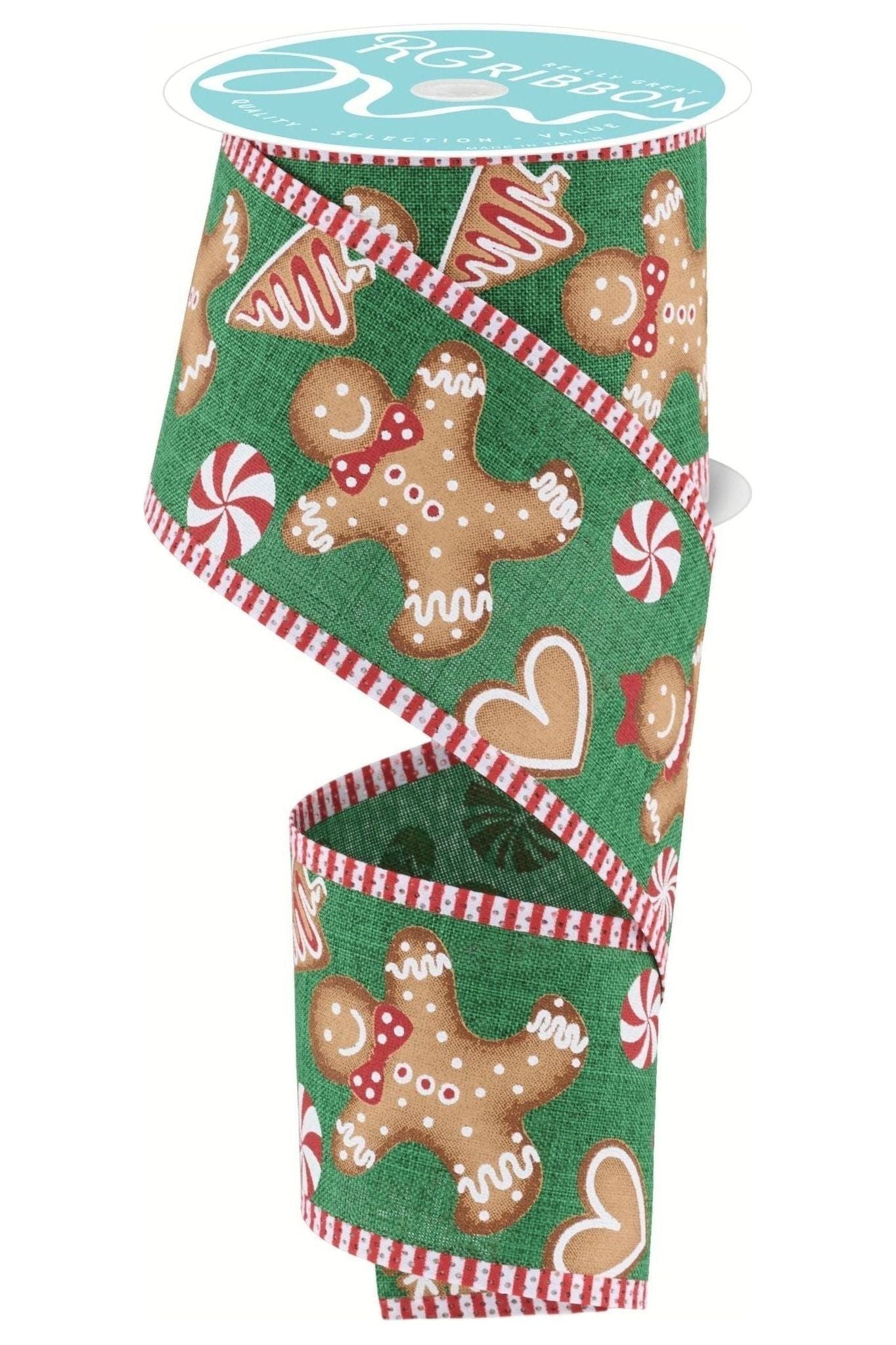 Shop For 2.5" Gingerbread Stripe Ribbon: Emerald Green (10 Yards) at Michelle's aDOORable Creations