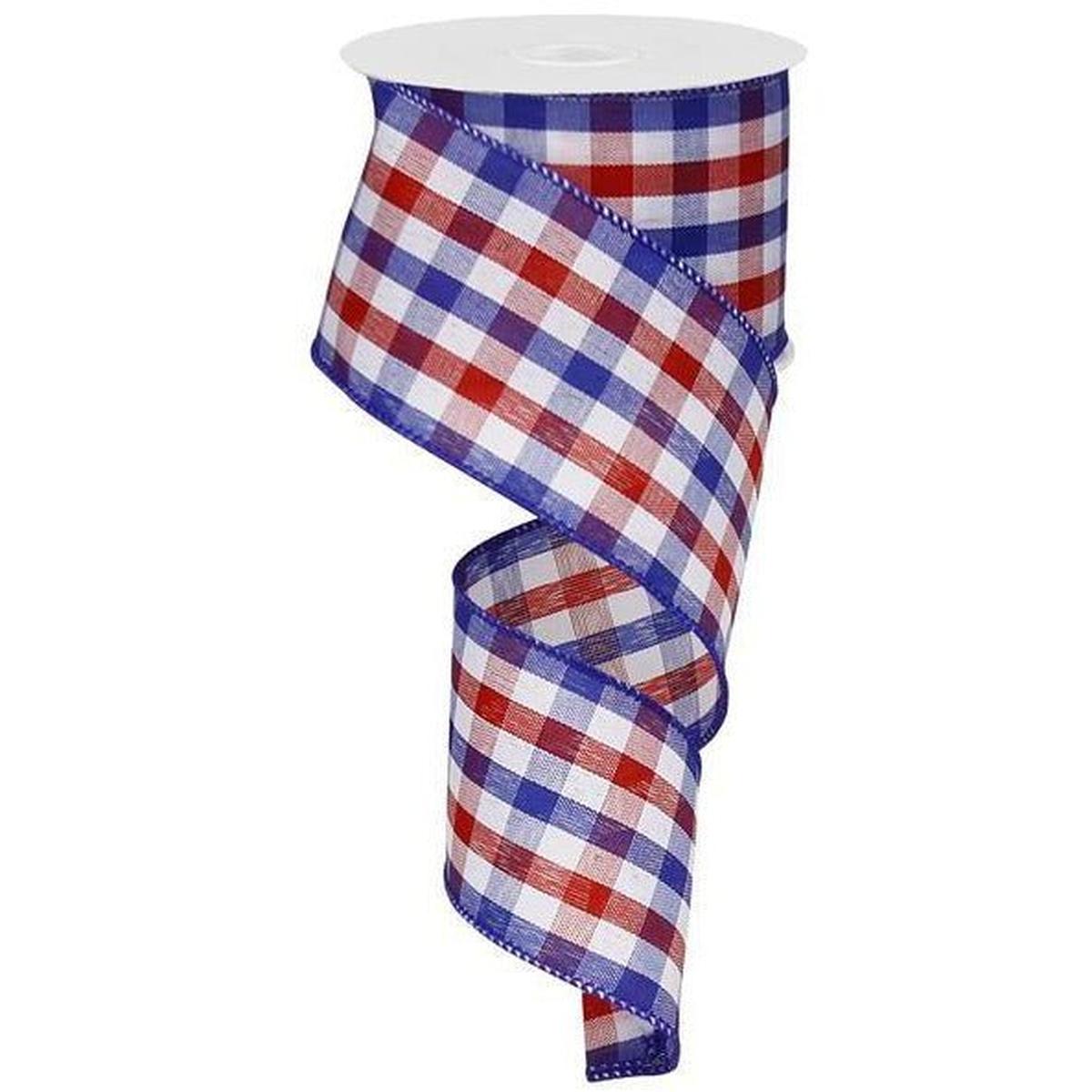 Shop For 2.5" Gingham Plaid Ribbon: Patriotic (10 Yards) at Michelle's aDOORable Creations