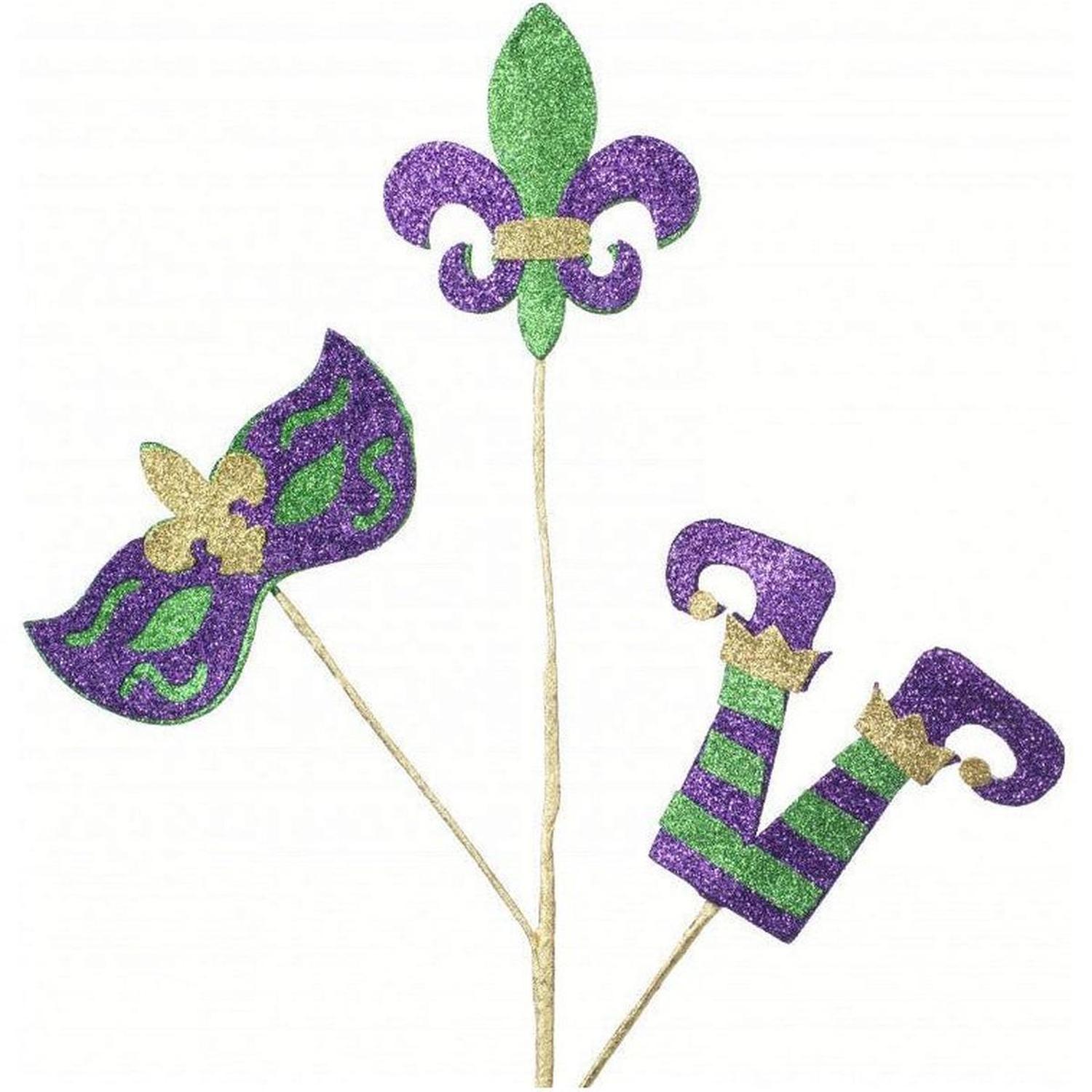 25" Glitter Eva Mardi Gras Spray