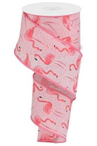 2.5" Glitter Flamingo Ribbon: Pink (10 Yards) - Michelle's aDOORable Creations - Wired Edge Ribbon