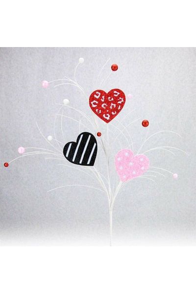 25" Glitter Pattern Hearts Spray - Michelle's aDOORable Creations - Sprays and Picks