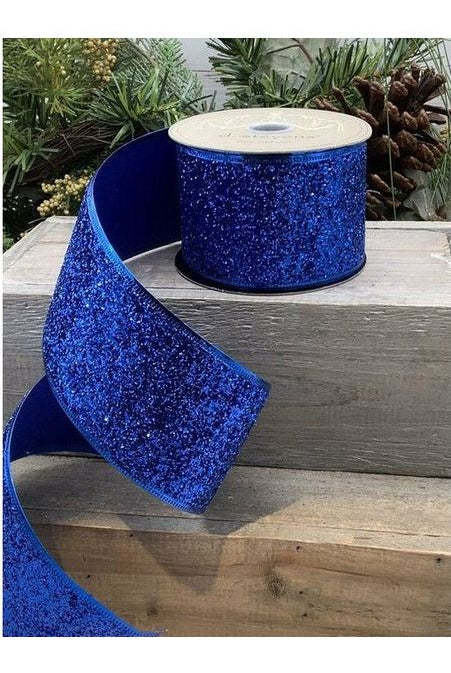 Shop For 2.5" Glitter Ribbon: Royal Blue (10 Yards) 15-7434